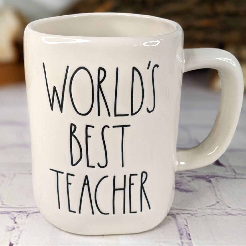 Rae Dunn WORLD'S BEST TEACHER Ceramic Mug